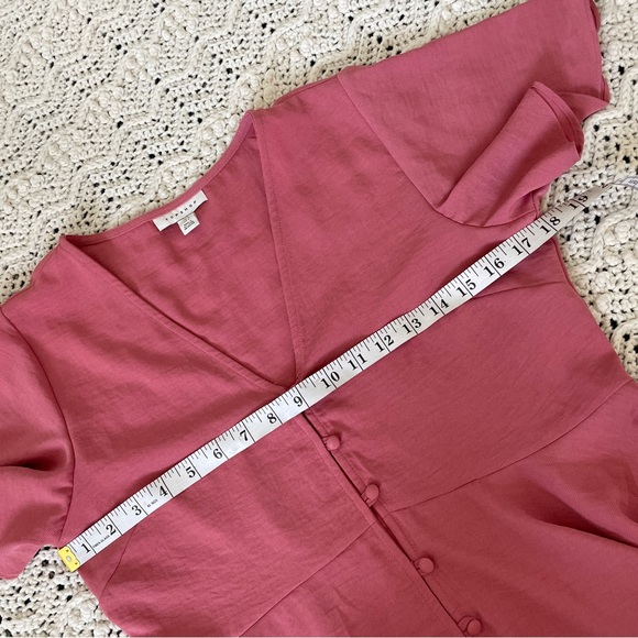 Topshop Peplum Button Down Flutter Short Sleeve Blouse Top Pink (Size 4) date - Picture 4 of 8